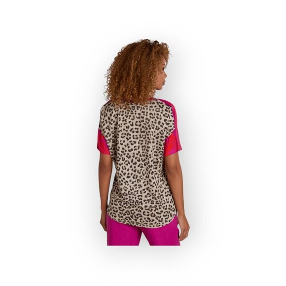 Fuchsia Orange Leopard Viscose Top Size 4 - Picture 3 of 11